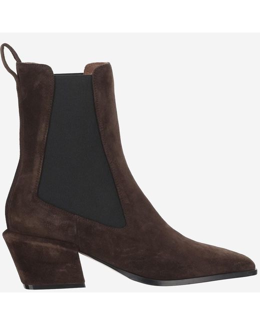 Paris Texas Brown Ankle Boots Bettina 50 Calf Suede (Bos Taurus) Leather