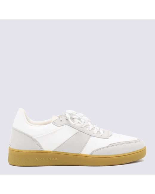 A.P.C. White Light Grey Leather Sneakers for men