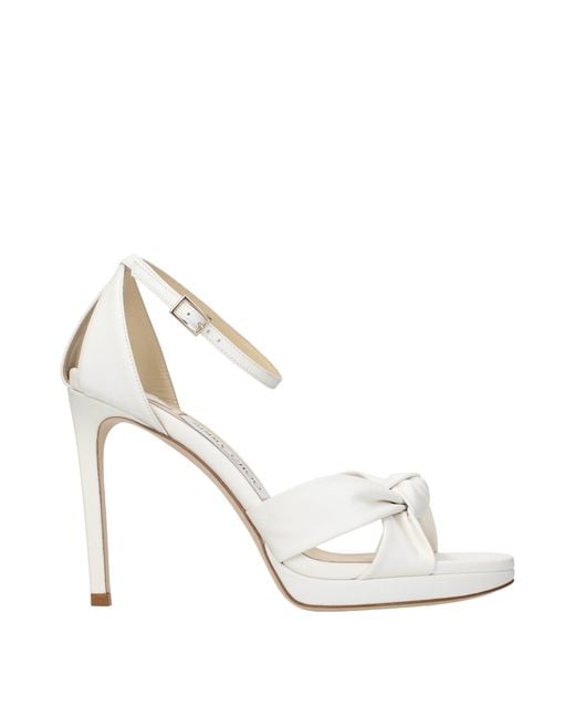 Jimmy Choo White Leather Platform Sandals