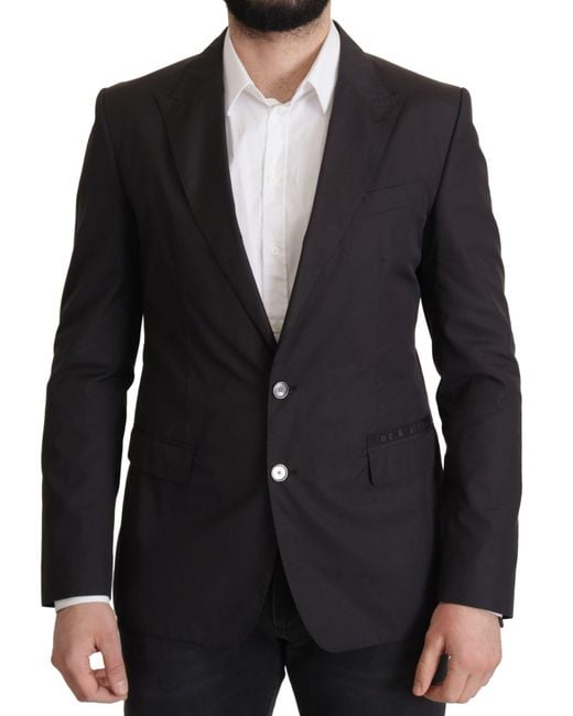 Dolce & Gabbana Black Single Breasted Taormina Blazer Cotton Clothing for men