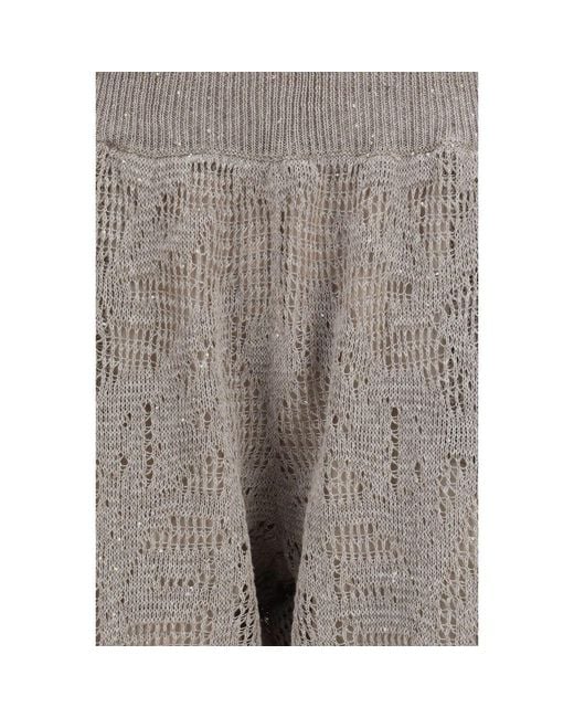Brunello Cucinelli Gray Beige Linen Casual Pants