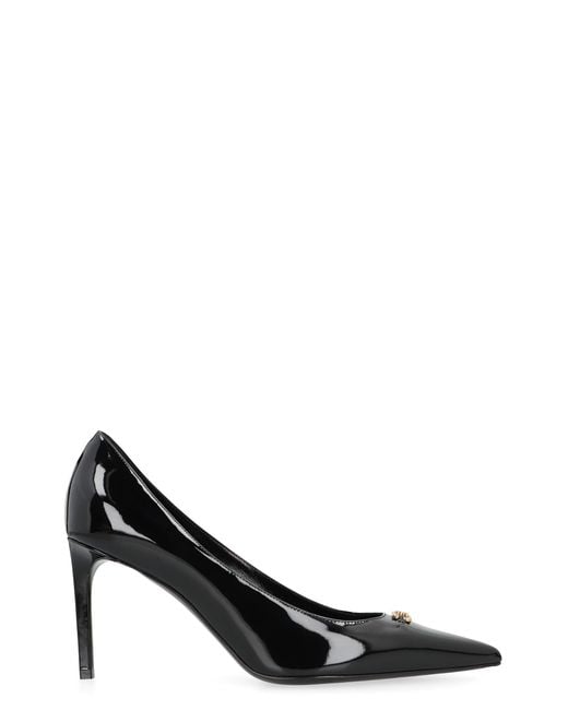 Céline Black Lacquered Heels With Pointed Toe Leather Pumps