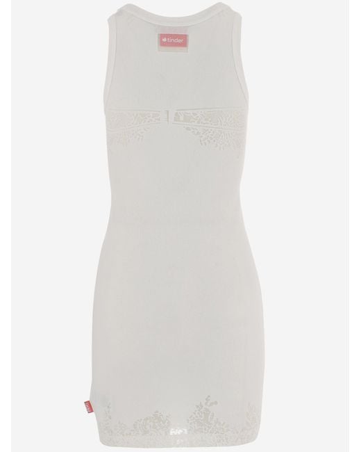 DIESEL White Dress With Sheer Detailing Cotton