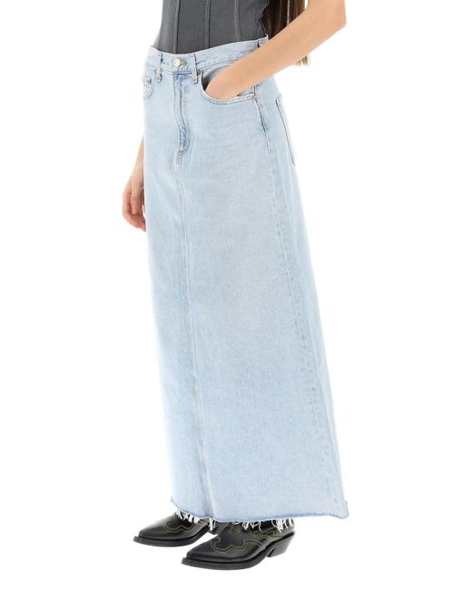 Agolde Blue Hilla Long Denim Skirt