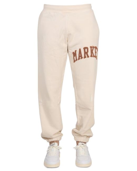 Market Natural Pants With Applied Logo