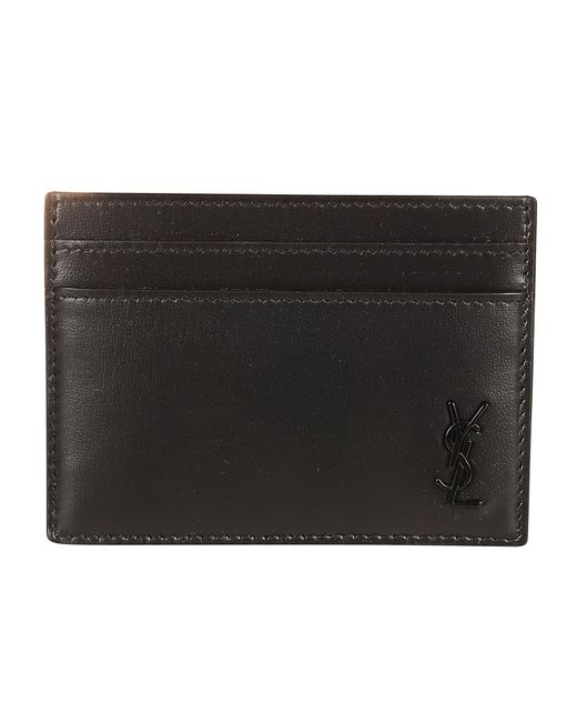 Saint Laurent Black Initials Side Logo Card Holder for men