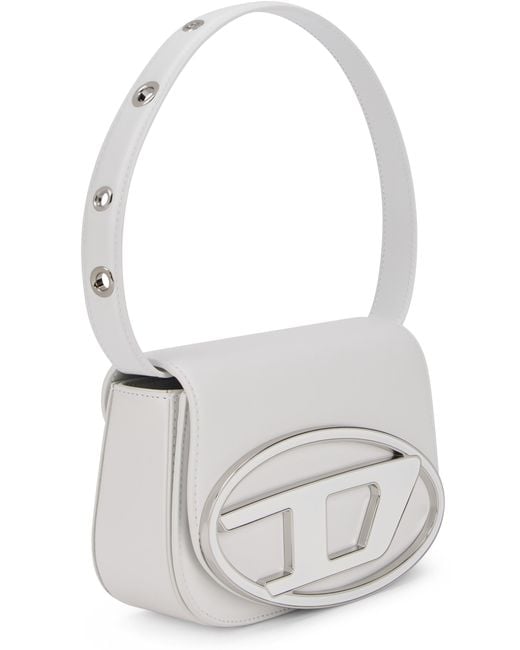 DIESEL White Shoulder Bag 1Dr Leather Calfskin Handbags
