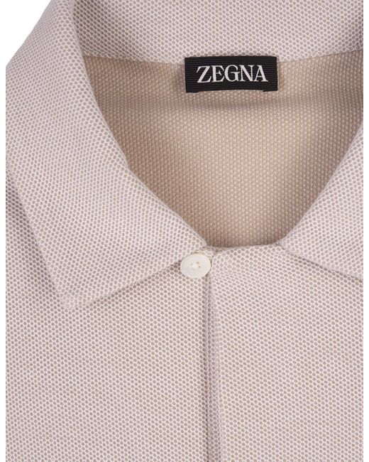 Zegna Brown Honeycomb Cotton Polo Shirt for men