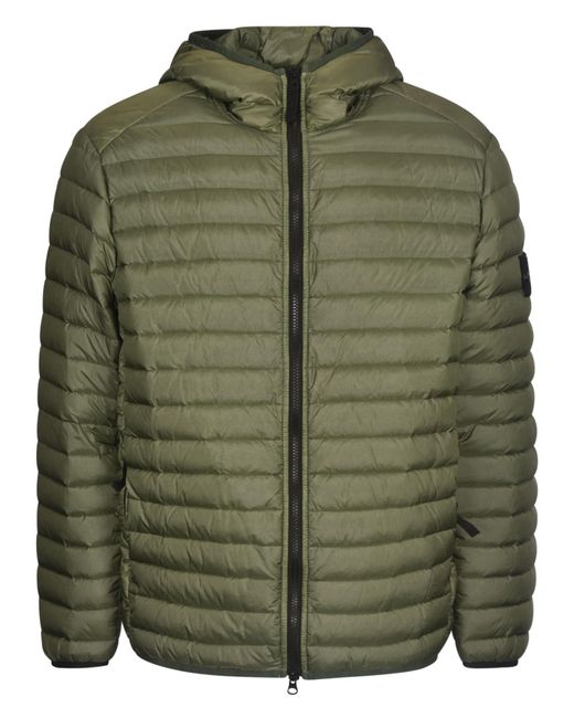 Stone Island Logo Patched Lightweight Hooded Down Jacket in Green for Men |  Lyst