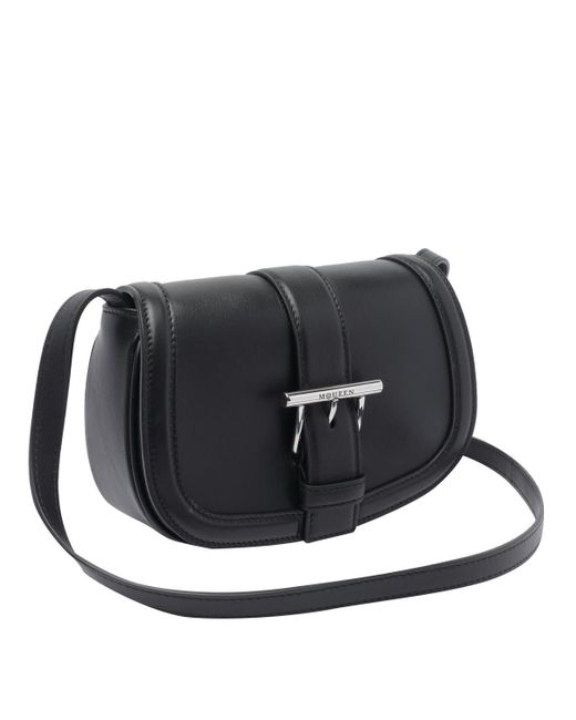 McQueen T-Bar Mini Satchel Bag in Black | Lyst