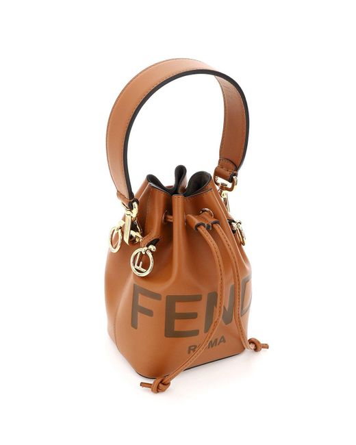 Fendi Brown Logo Small Mon Tresor Bucket Bag