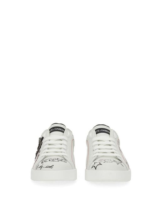 Dolce & Gabbana White Portofino Sneaker Calf Leather Trainers for men