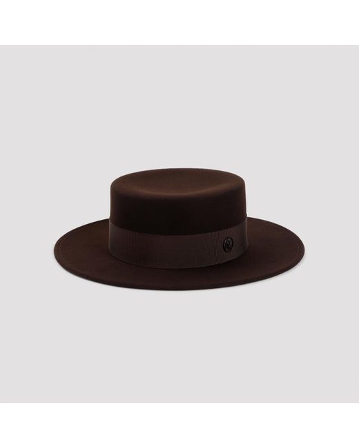 Maison Michel Wool Felt Boater Hat in Brown | Lyst display picture 1