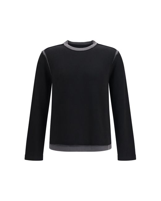 MM6 by Maison Margiela Black Wool Crew-Neck Sweater Merino Ovis Aries for men