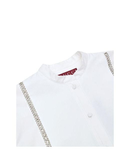 Gucci White Cotton Blouse