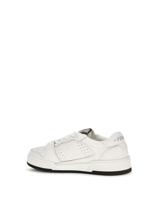 Fendi White Match Canvas And Suede Sneakers