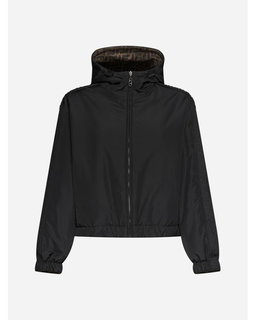 Fendi Black Ff Nylon Reversible Jacket