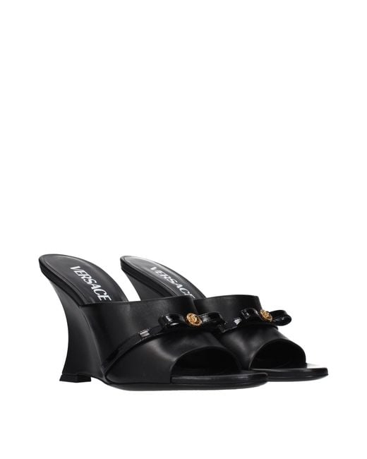 Versace Black Wedges Leather