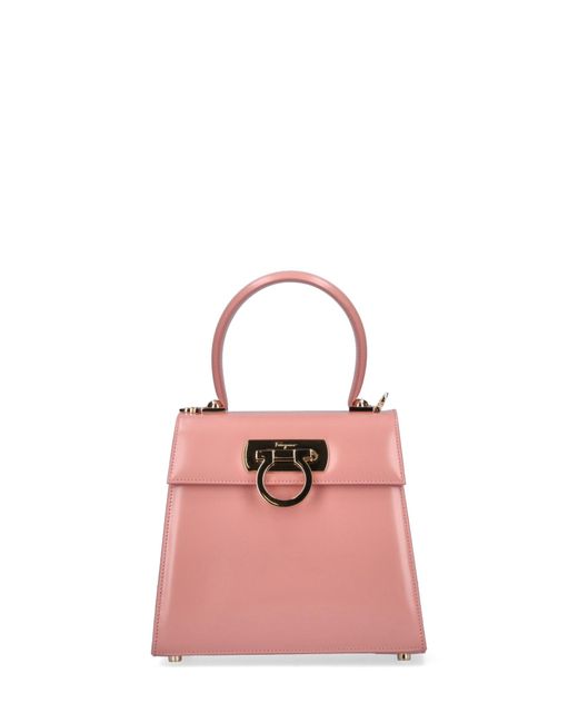 Ferragamo Leather 'gancini' Top Handle Bag in Pink - Save 46% | Lyst