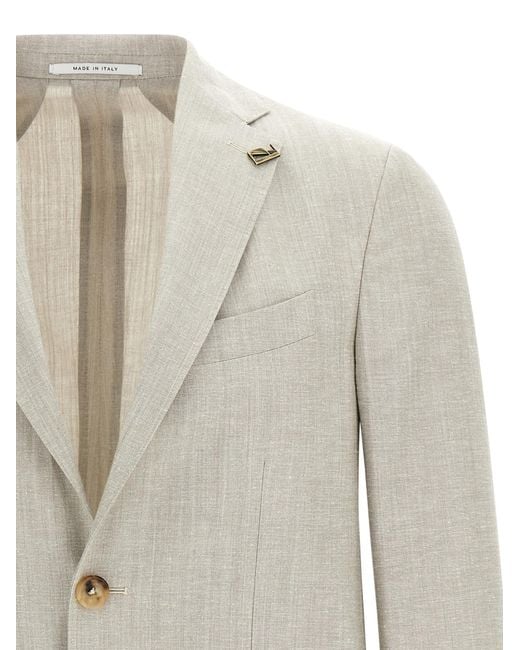 Pal Zileri Gray Brera Blazer Cupro for men