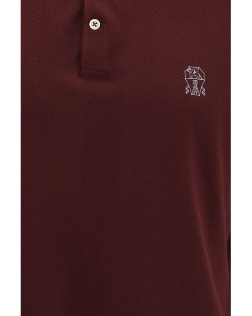 Brunello Cucinelli Red Cotton Polo Shirts for men