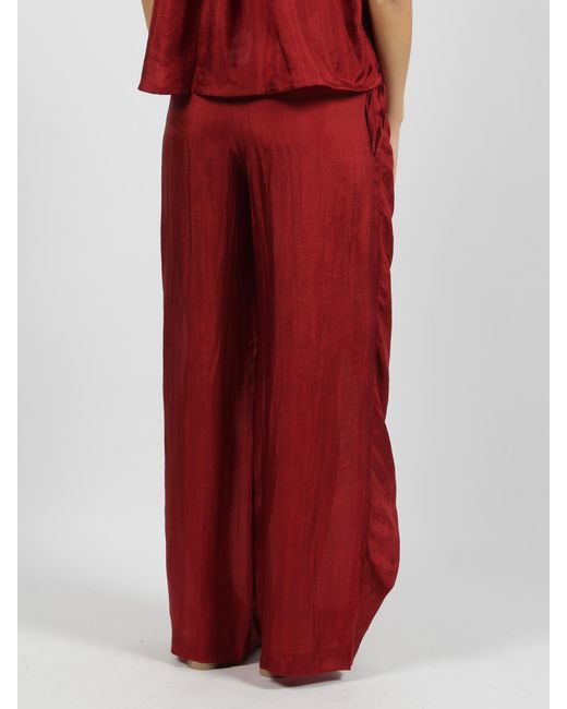 THE ROSE IBIZA Red Wrap Silk Trousers