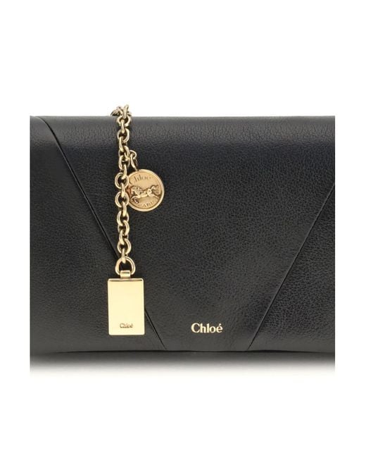Chloé Gray Spin Wallet With Flap And Chain