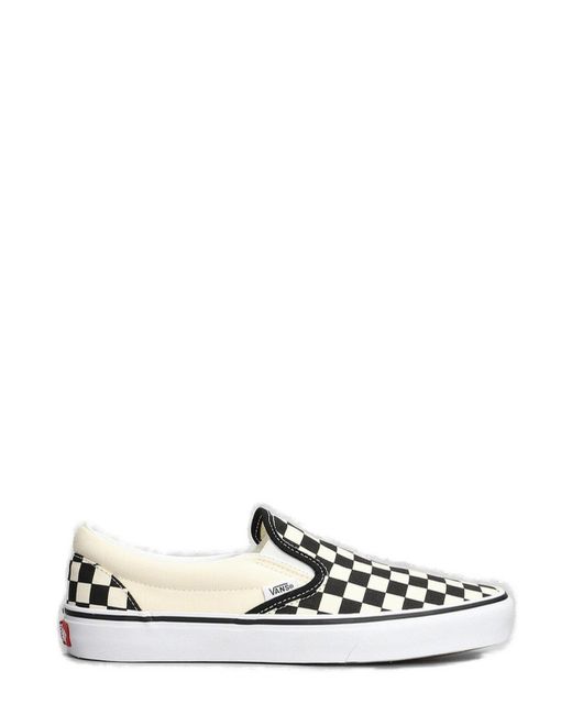 Vans Black Classic Checkerboard Slip-On Sneakers for men