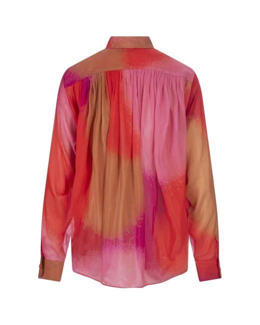 Gianluca Capannolo Red Silk Shirt With Gathering