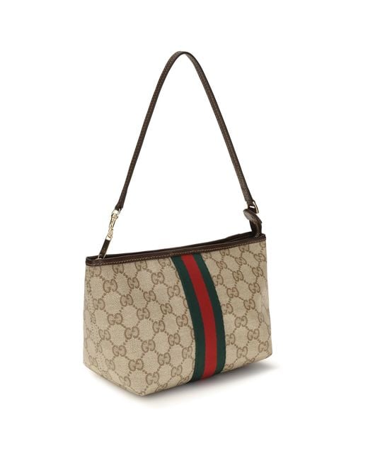Gucci White Small Pouch With Strap And Web Cotton; Linen; Polyurethane Handbags