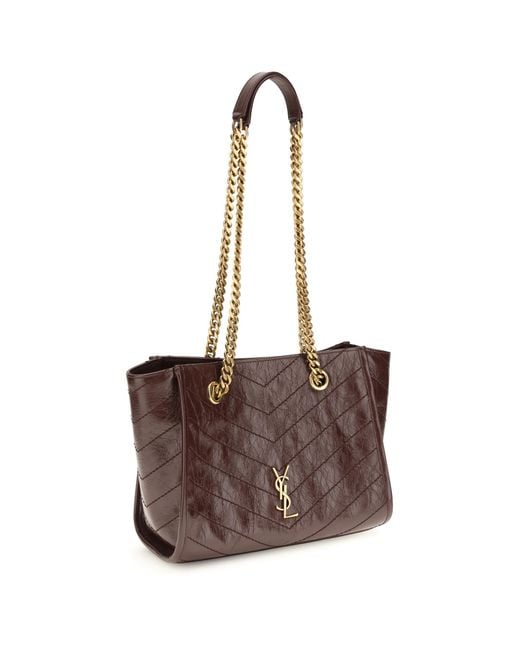 Saint Laurent Brown Tote Bag Niki Calf Leather Shoulder