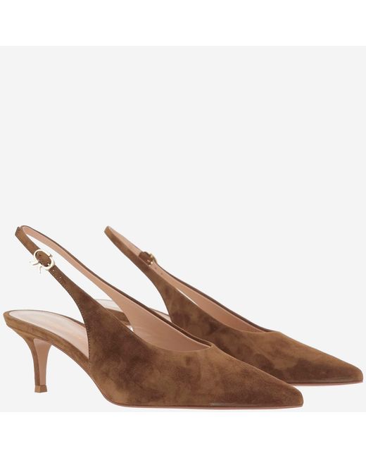 Gianvito Rossi Brown Robbie Suede Leather Slingback