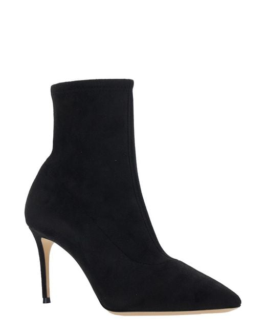 Casadei Black Ankle Boots Julia Camel Stretch Leather