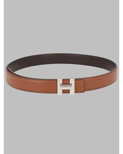 Hogan Gray Leather T-Buckle Belt Calfskin