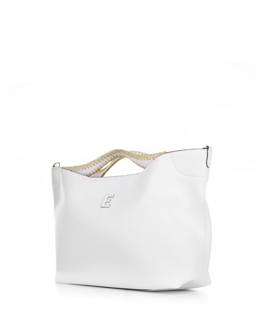 ERMANNO FIRENZE White Rachele Large Leather Handbag