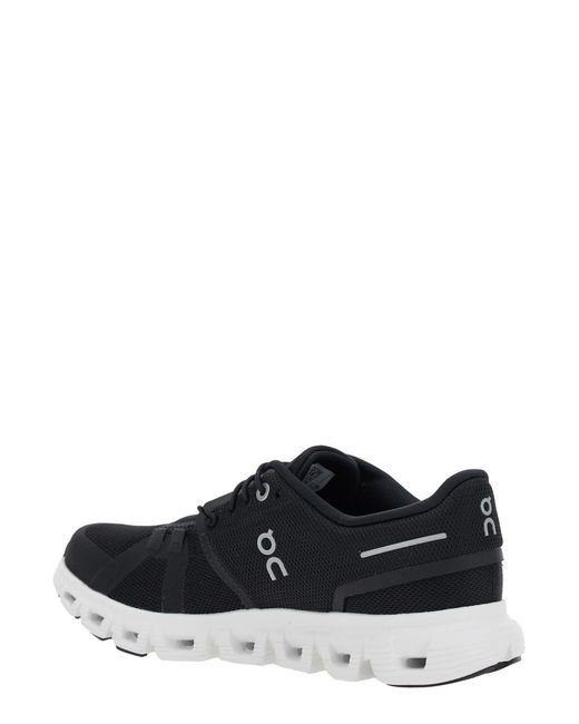 On Shoes Black Sneaker Cloud 6 Low Top With Mesh Inserts And Logo The Side