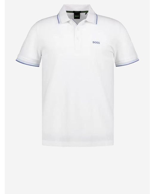 Boss White Polo Shirt Cotton Piqué for men
