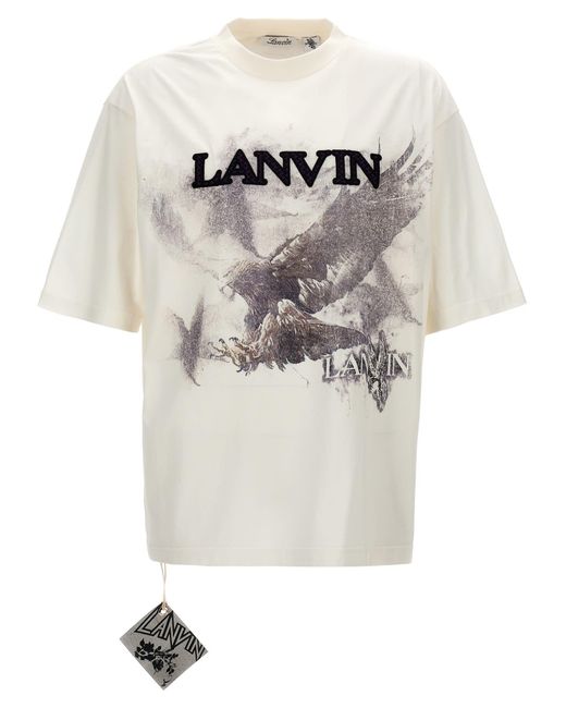 Lanvin White Logo Print T-Shirt for men