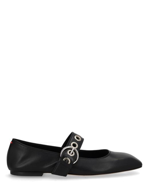 Aeyde Black Mary-Jane Shoe With Eyelets Upper: Nappa Leather
