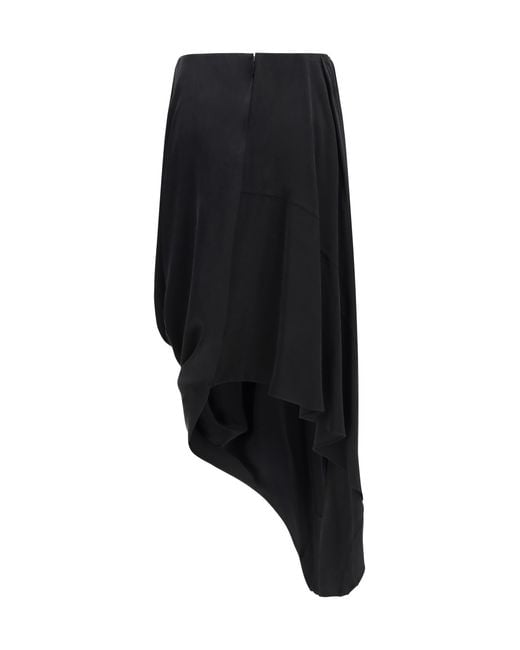 Maison Margiela Black Asymmetric Midi Skirt Cupro