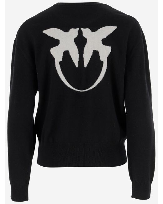 Pinko Black Wool And Cashmere Logo Sweater