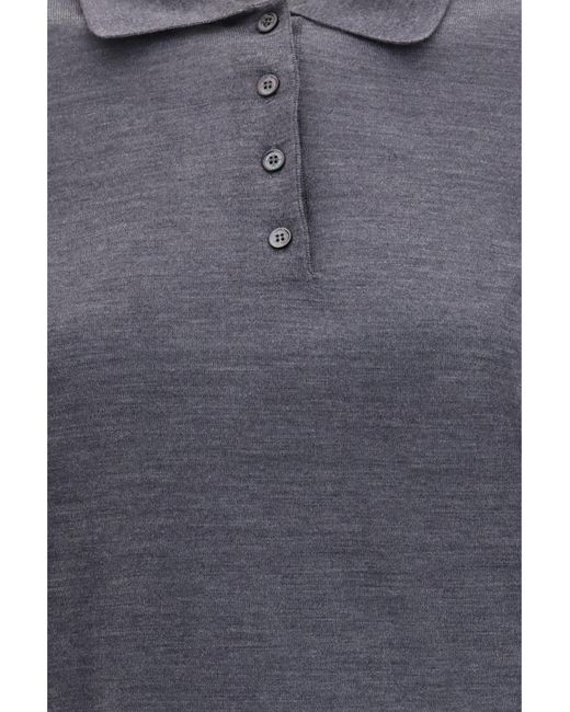 Golden Goose Deluxe Brand Blue Long Sleeve Merino Wool Polo Ovis Aries Knitwear