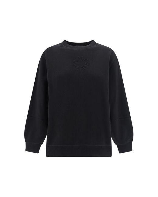 Moncler Black Crewneck Sweatshirt With Emb