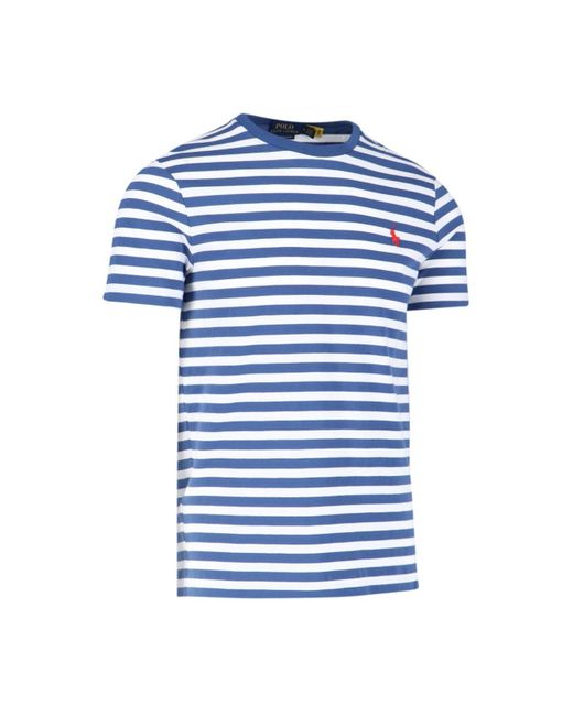 Ralph Lauren Blue Logo Striped T-Shirt for men