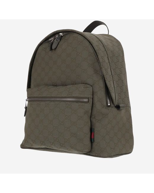 Gucci Black Gg Fabric Backpack Cotton Backpacks for men