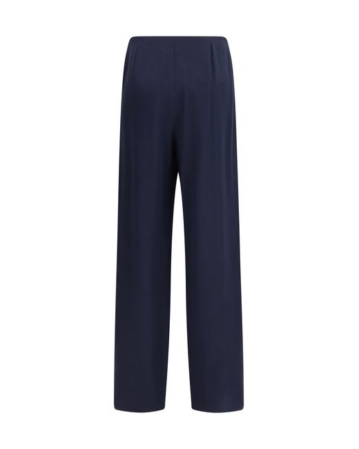 Max Mara Pure Blue Palude Wide-Leg Pants Silk; Elastane