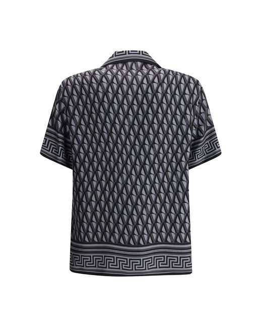 Versace Silk Shirt With V Greca Print in Grey for Men | Lyst UK