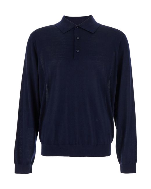 sunflower Blue Polo Shirt With Classic Collar And Ribbed Trims for men