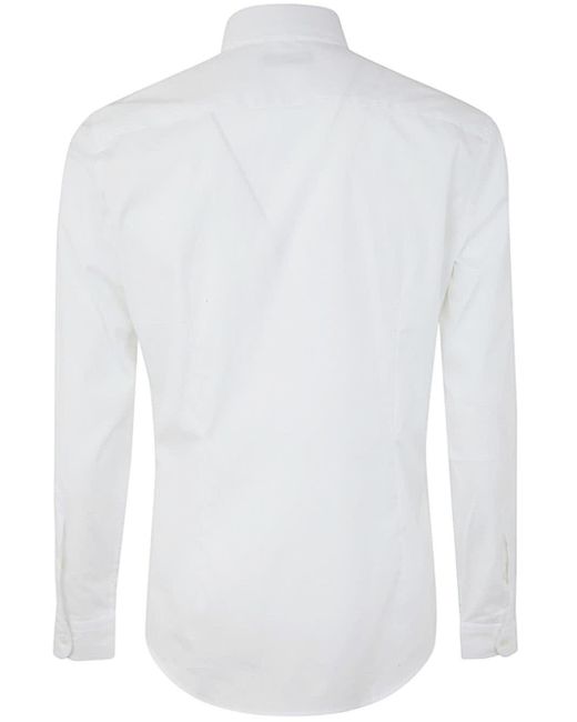 Fay White New Button Down Stretch Popeline Shirt for men
