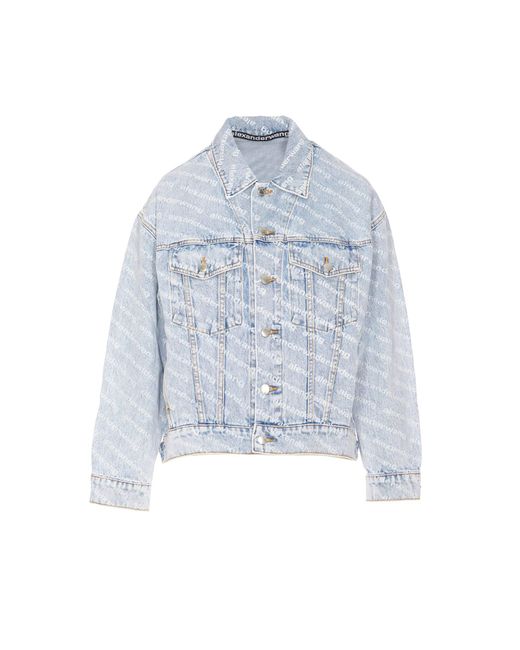 Alexander Wang Blue All Over Logo Denim Jacket